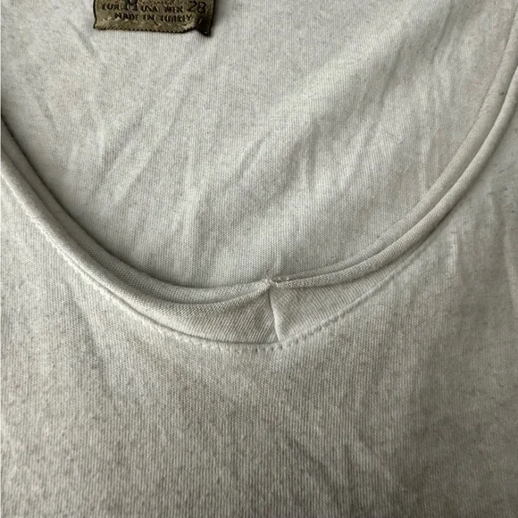 NWOT Vintage Zara Trafaluc Grey V-Neck Short Sleeve Chain Epaulette Tee M - Picture 15 of 16